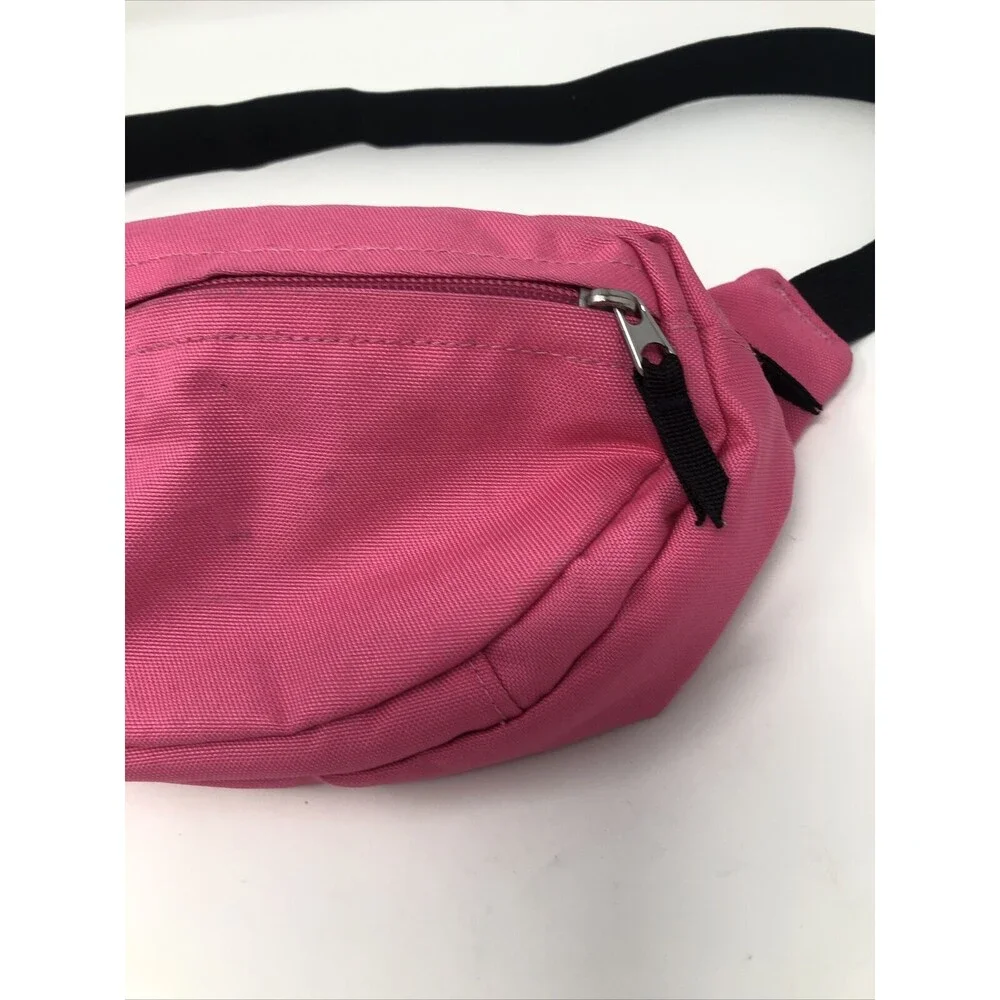 Jansport Neon Pink Canvas Full Zip Fanny Pack Adjustable Waist 2 Pocket Y2K 90s